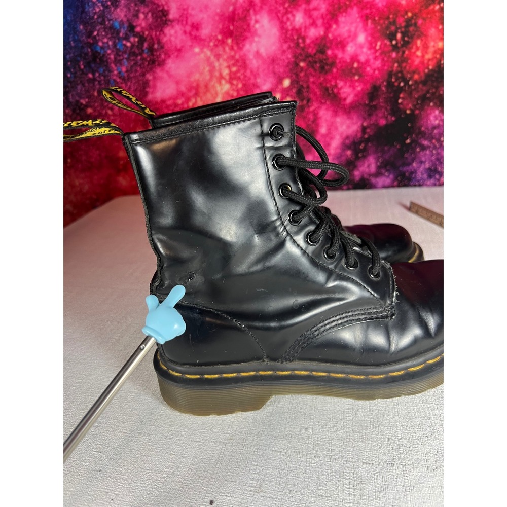 Dr. Martens 1460 W Black Smooth Leather Eye Combat Boots Womens Size 6 - Picture 4 of 9